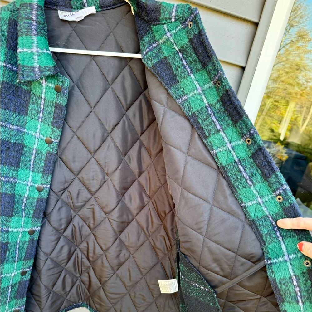 Steve Madden size L The Belle Plaid Lined Shacket Jacket - pine green - Picture 11 of 13